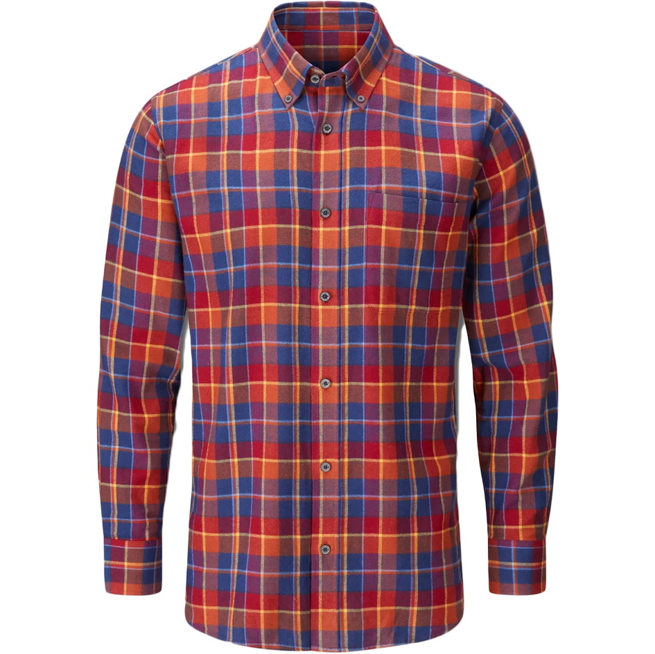 Alan Paine Mens Ilkley Flannel Button Down Collar Shirt ILKGFBD - Red